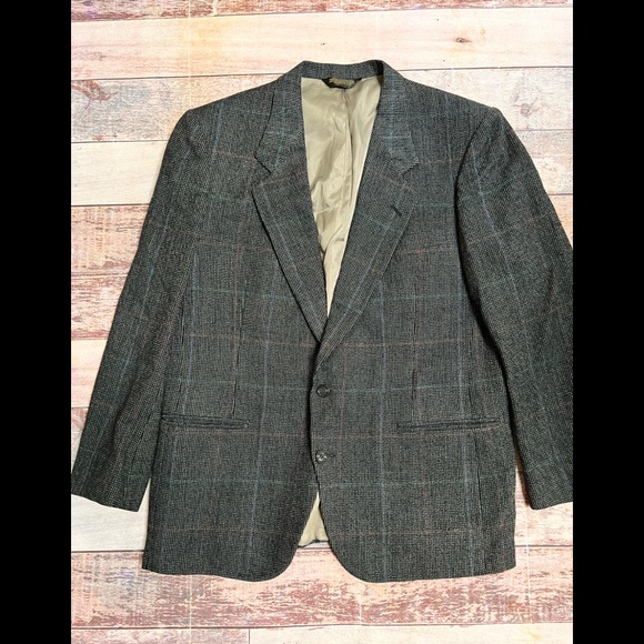 Vintage Nino Cerruti‎ Paris windowpane plaid Man in Wool Blazer union made - Picture 1 of 12